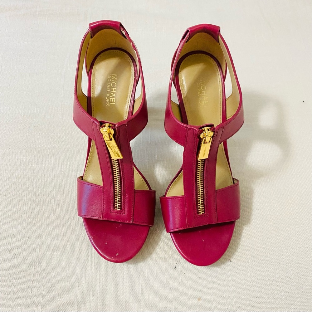 Michael Kors - Size 6 - Burgundy/Brown Wood Heels
